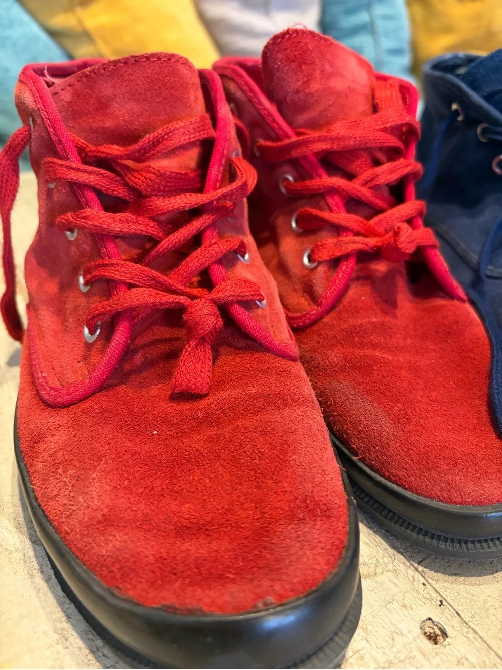 Premier Red and Navy Suede Ankle Boots
